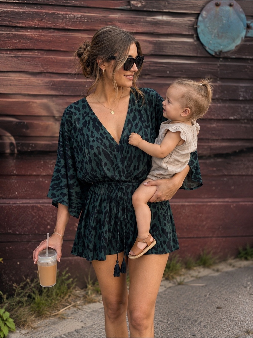 Women's Dark Green Leopard Print Drawstring Romper in Size Small! BNWT